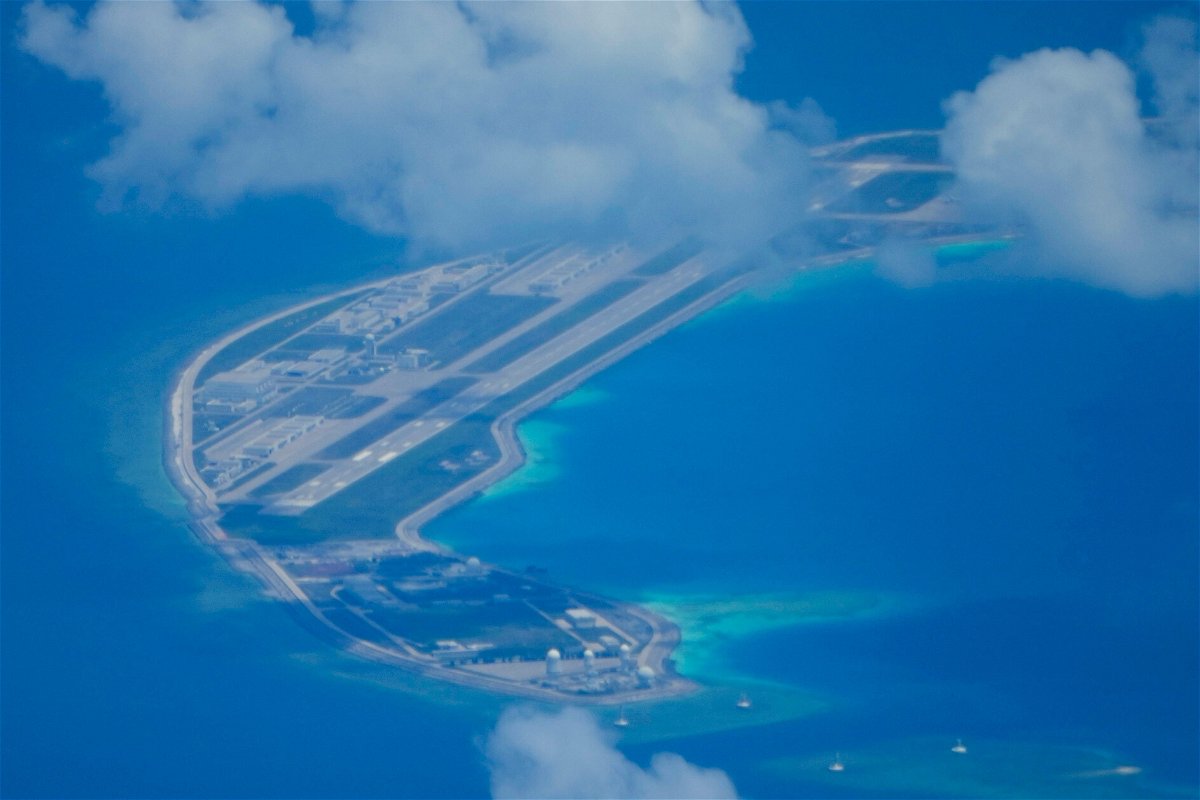 <i>Aaron Favila/AP</i><br/>A Chinese airstrip on a man-made island in the South China Sea