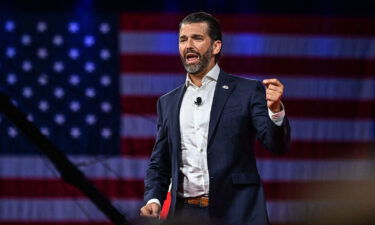 Former US President Donald Trump's son Donald Trump Jr. speaks at the Conservative Political Action Conference in Orlando
