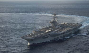 US aircraft carrier USS George Washington is seen during its mission in the eastern Mediterranean Sea on February 5