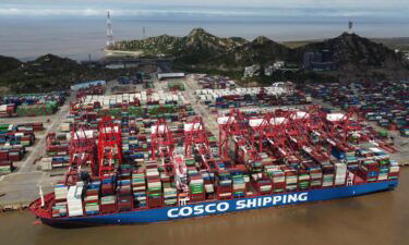 A Cosco Shipping container ship is seen at the Yangshan Deep Water Port amid the coronavirus disease outbreak in Shanghai