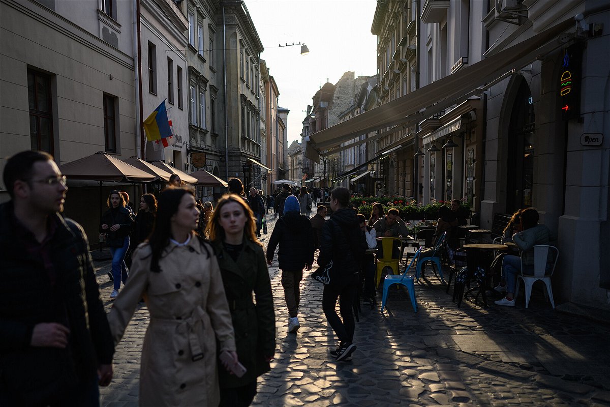 <i>Leon Neal/Getty Images</i><br/>People wander the cobbled streets on April 30