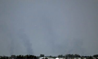 Smoke rises from wildfires near Weston on May 5