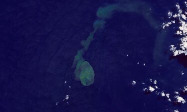 NASA's Earth Observatory has released satellite images of an undersea volcano erupting. This image