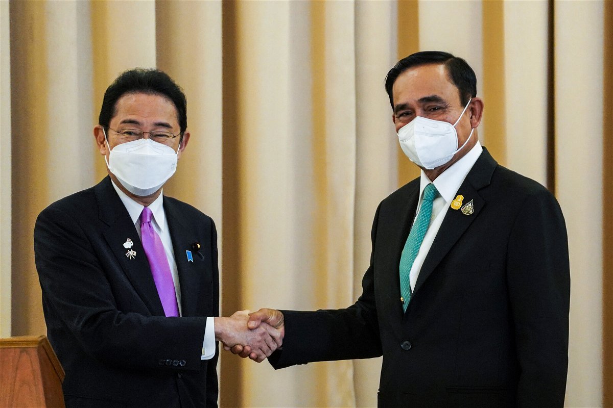 <i>Anusak Laowilas/NurPhoto/AP</i><br/>Japanese Prime Minister Fumio Kishida and Thai Prime Minister Prayut Chan-ocha