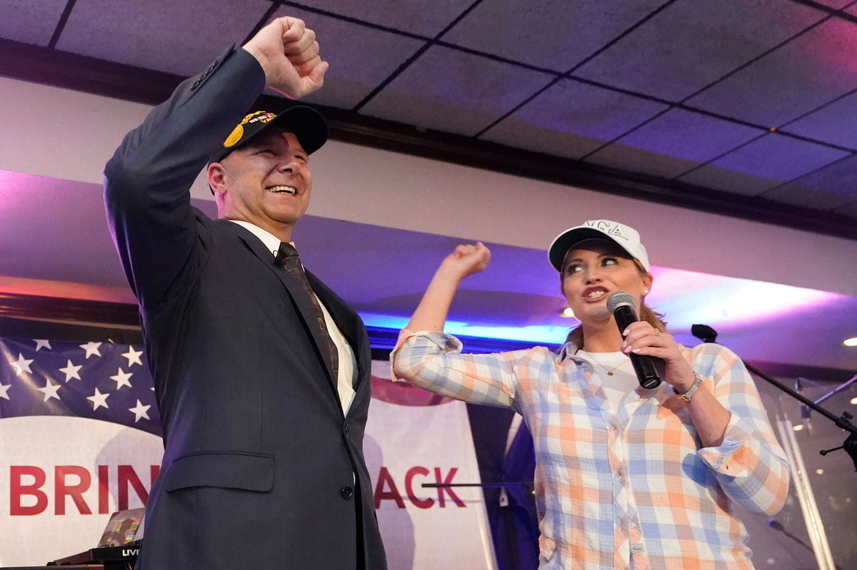 <i>Carolyn Kaster/AP</i><br/>Pennsylvania primary takeaways. Republicans chose an election denier as their candidate for governor in this year's midterm elections. State Sen. Doug Mastriano is pictured with Jenna Ellis in Chambersburg