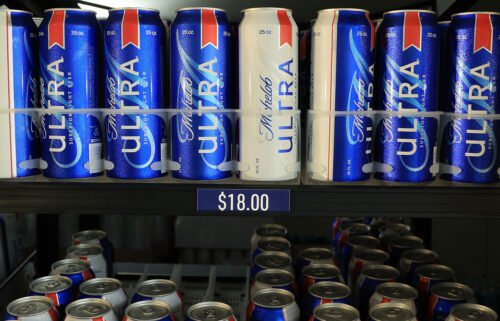 The concession stand beer case with Michelob Ultra is seen during a practice round prior to the start of the 2022 PGA Championship.