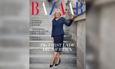 First lady Dr. Jill Biden appears on the cover of the June/July cover of Harper's Bazaar magazine