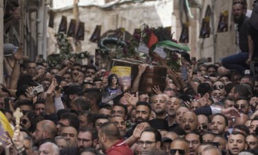 Mourners carried the casket of Shireen Abu Akleh on May 13.
