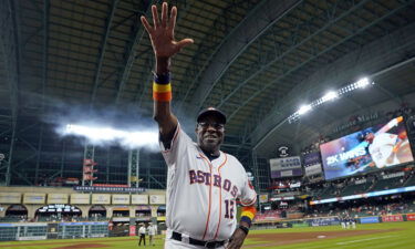 Dusty Baker celebrates after the Houston Astros beat the Seattle Mariners