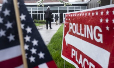 Voters arrive at a polling station in Toledo