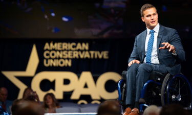 Madison Cawthorn speaks at an event held at the Hilton Anatole in July 2021 in Dallas