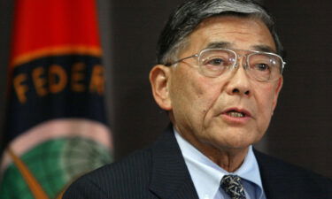 Secretary of Transportation Norman Mineta speaks to a group of airline executives during a meeting at the Federal Aviation Administration on August 4