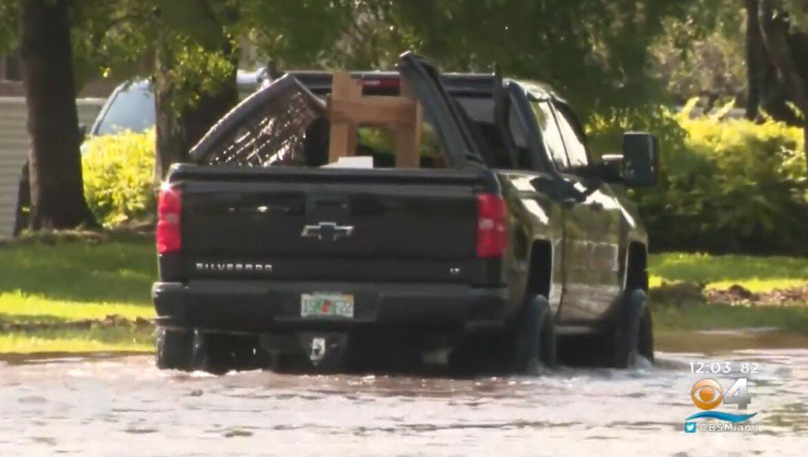 <i>WFOR</i><br/>Residents still dealing with flooded streets outside of their homes in Cutler Bay's Saga Bay community following heavy rain over the weekend.