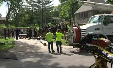 A construction worker is recovering after first responders rescued him from a trench collapse in Leawood