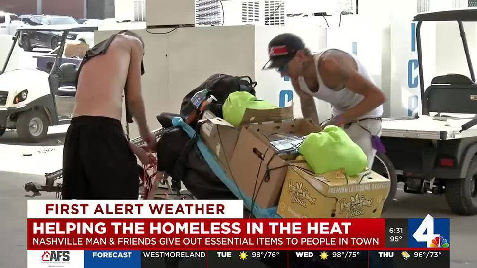 <i>WSMV</i><br/>An East Nashville man and some of his friends are braving the scorching hot weather. They have been loading up their vehicles with water and snacks to give to people in homeless camps.