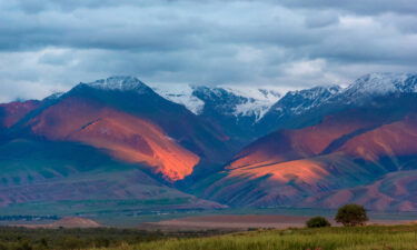 A view of the Tian Shan mountains in Kyrgyzstan