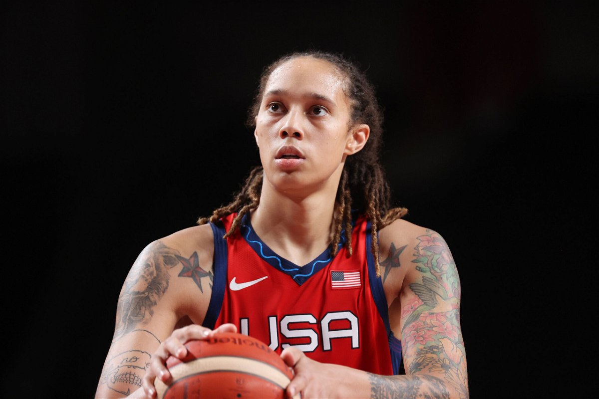 <i>Gregory Shamus/Getty Images/FILE</i><br/>Brittney Griner at the Tokyo 2020 Olympic Games on July 27