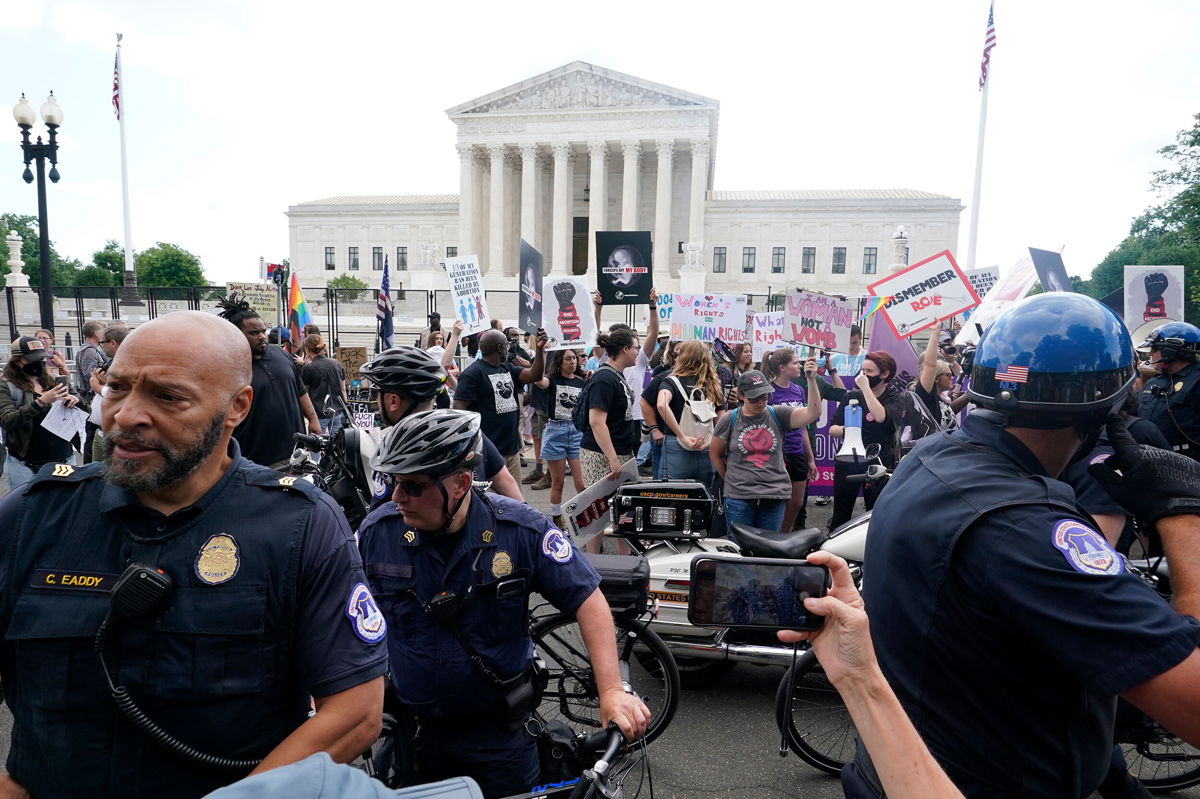 <i>Steve Helber/AP</i><br/>People protest about abortion