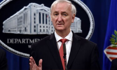 Then-Deputy Attorney General Jeffrey A. Rosen speaks during a press conference at the Department of Justice in September 2020 in Washington
