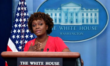 New White House Press Secretary Karine Jean-Pierre speaks to reporters in the James S Brady Press Briefing Room of the White House in Washington