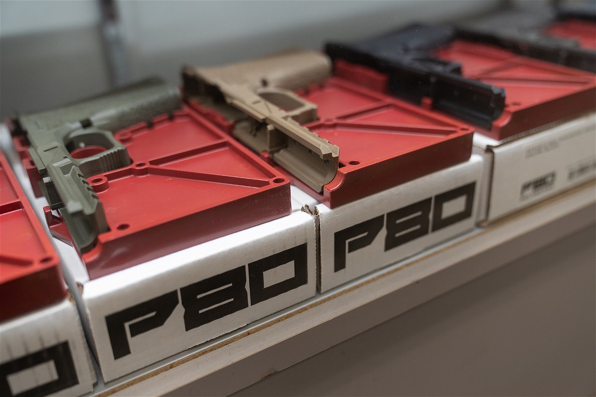 <i>Bing Guan/Bloomberg/Getty Images</i><br/>Polymer80 80% frames for Glock Inc. pistols for sale at Hiram's Guns / Firearms Unknown store in El Cajon