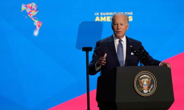 President Joe Biden speaks during the opening ceremony at the Summit of the Americas Wednesday