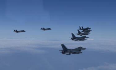Fighter jets from the South Korean and US air forces fly over the Yellow Sea
