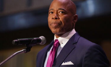 New York City Mayor Eric Adams is pictured on May 5. Four LGBTQ groups say they will boycott New York City's June 7 pride reception