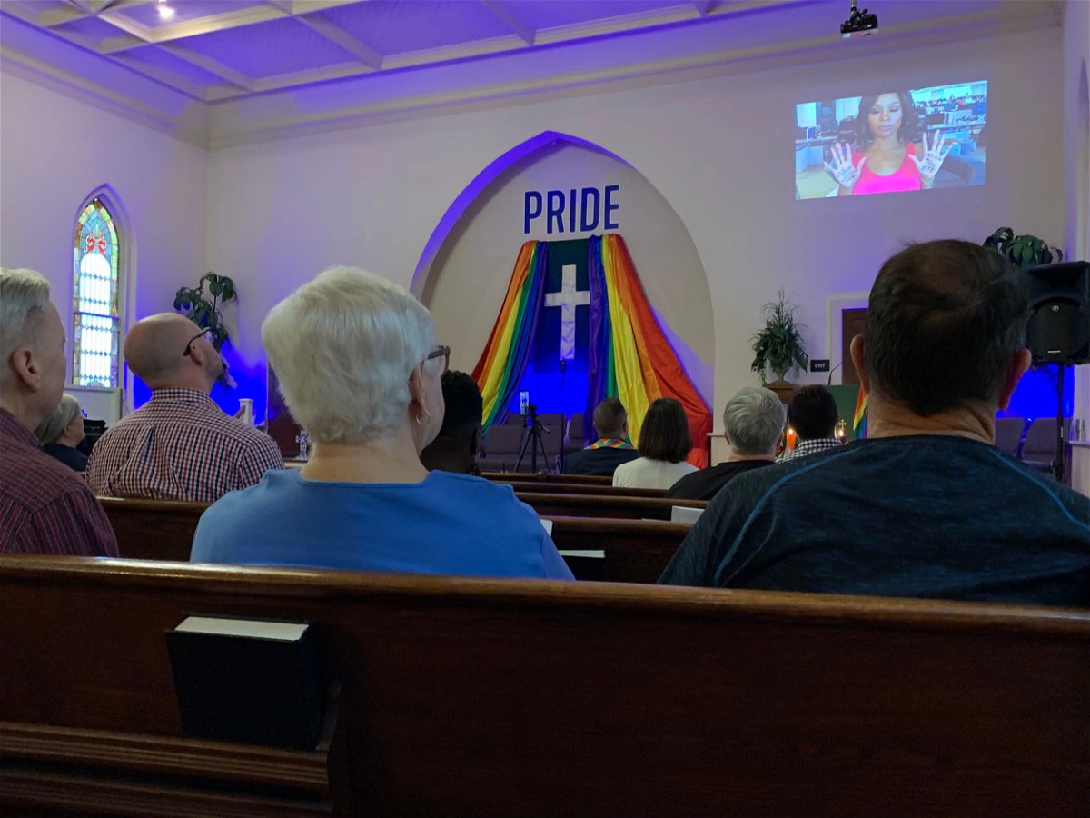 <i>Miguel Legoas/The Agusta Chronicle/USA Today Network</i><br/>An affirming hymnal is helping LGBTQ Christians keep the faith. Congregants are seen at a Pride service in Augusta