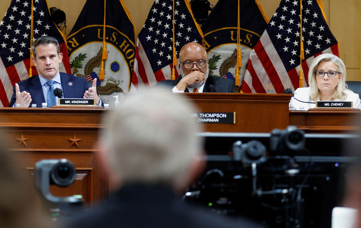 <i>Jonathan Ernst/Reuters</i><br/>The January 6 committee unexpectedly adds a new hearing for Tuesday. Members of the committee are seen here at their last hearing on Thursday.