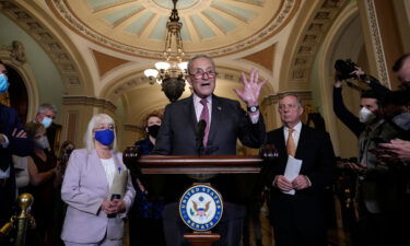 The Senate passed a bipartisan bill on June 23 to address gun violence that amounts to the first major federal gun safety legislation in decades. Pictured is Majority Leader Chuck Schumer speaking to reporters in September 2021 in Washington