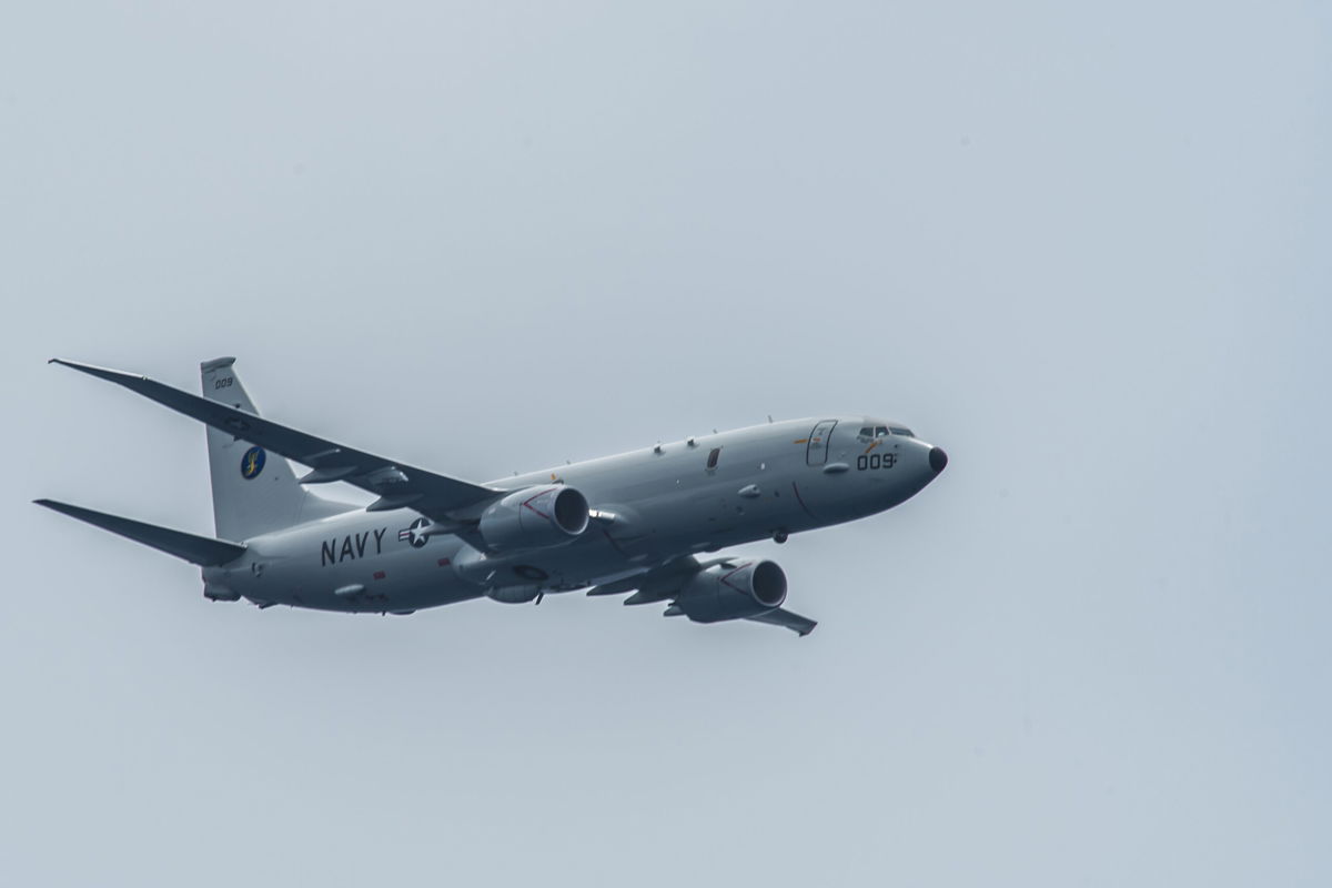 <i>Alex Perlman/US Navy</i><br/>A US Navy P-8A Poseidon reconnaissance plane flew over the Taiwan Strait on June 24 in a demonstration of the United States' 