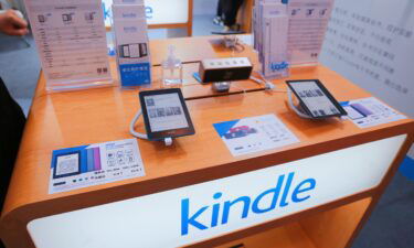 Amazon's Kindle e-book readers seen at the Shanghai Book Fair on Aug. 12