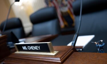 A figurine is seen at the seat for Rep. Liz Cheney prior to the January 6 hearing on Capitol Hill on June 9