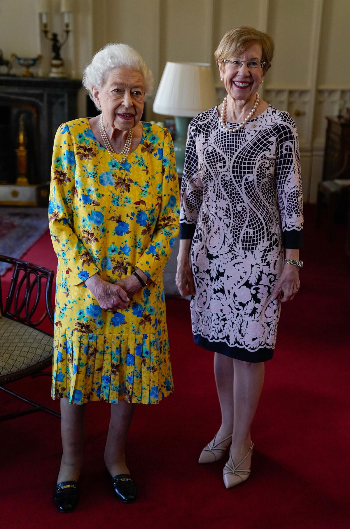 <i>Pool/Getty</i><br/>Queen Elizabeth II is seen sporting a shorter hair-do as  she receives the Governor of New South Wales Margaret Beazley during an audience at Windsor Castle on June 22