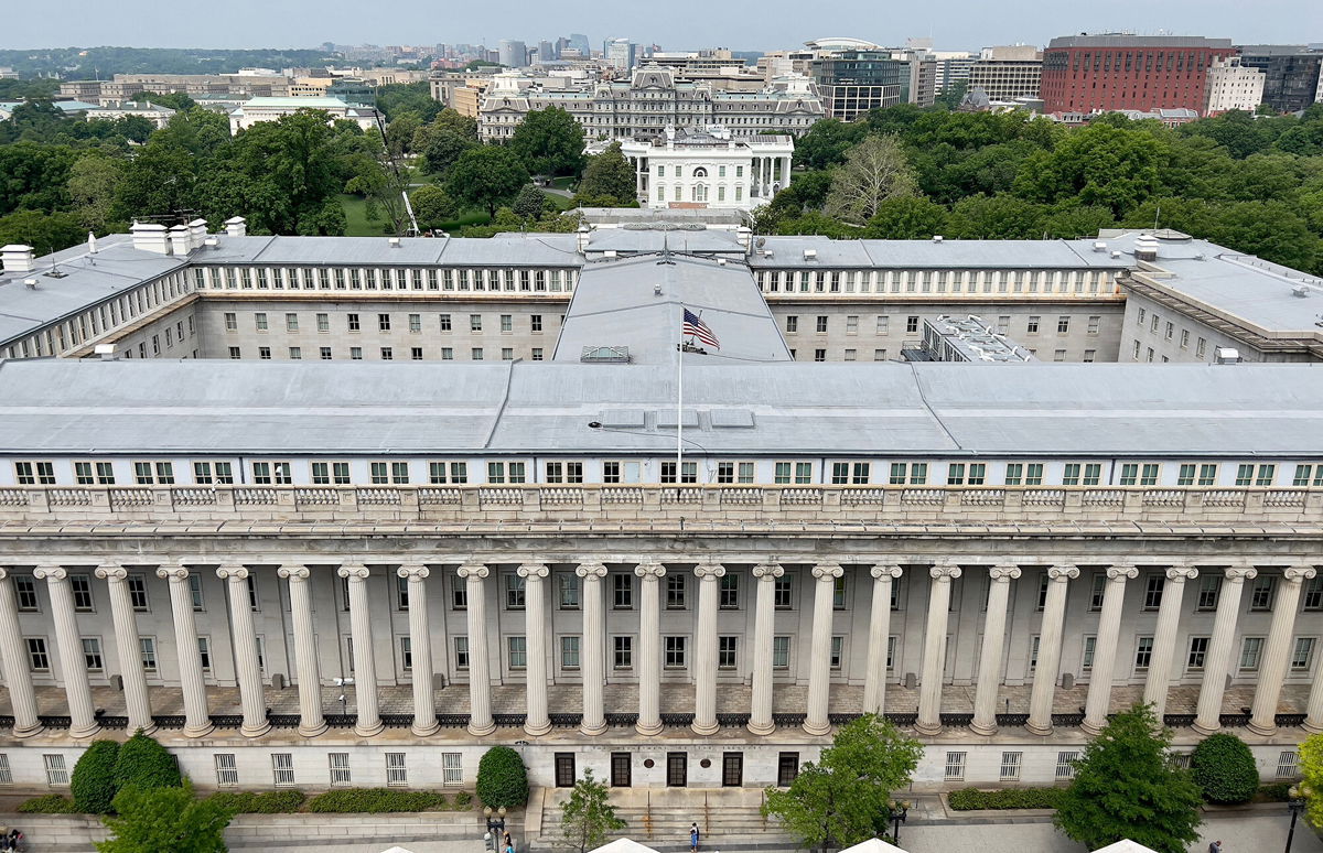 <i>Daniel Slim/AFP/Getty Images</i><br/>Seen here is the US Treasury Department building East of the White House