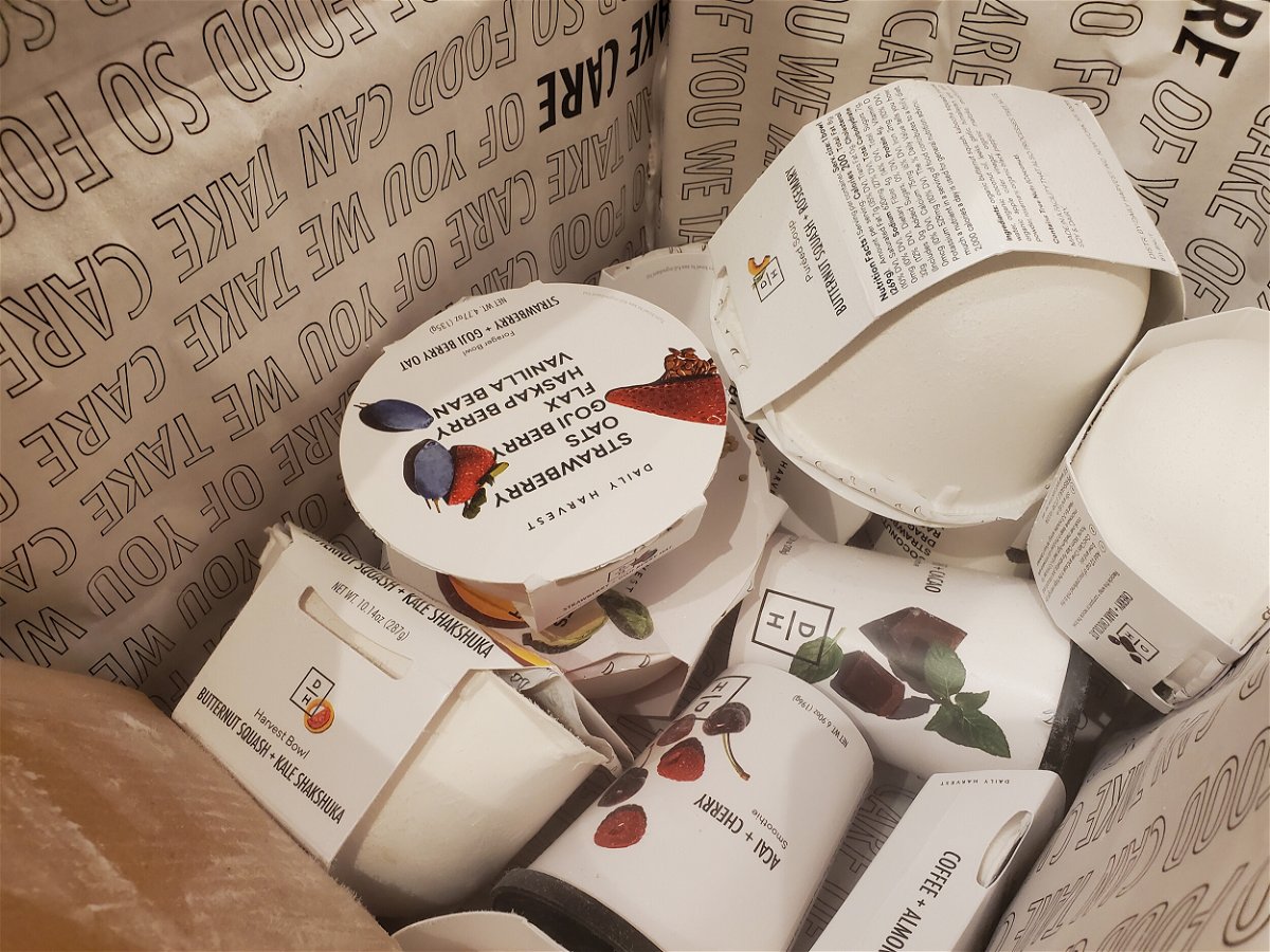 <i>Gado/Archive Photos/Getty Images</i><br/>Various frozen healthy meal items are visible inside a Daily Harvest frozen meal kit box in Lafayette