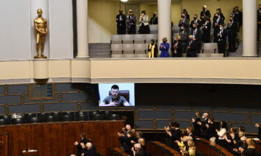 A cyberattack briefly knocked offline Finland's ministries of foreign affairs and defense websites as Ukrainian President Volodymyr Zelensky spoke by video to the Finnish parliament on April 8.