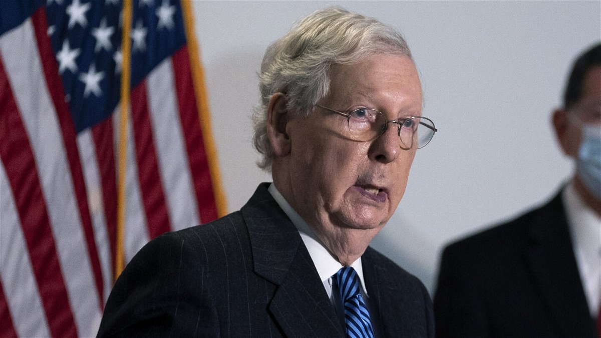 <i>Stefani Reynolds/Getty Images</i><br/>Senate Minority Leader Mitch McConnell was one of 15 Senate Republicans to vote to break a filibuster on a gun safety bill.