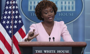 White House press secretary Karine Jean-Pierre answers questions during the daily briefing at the White House on June 13.