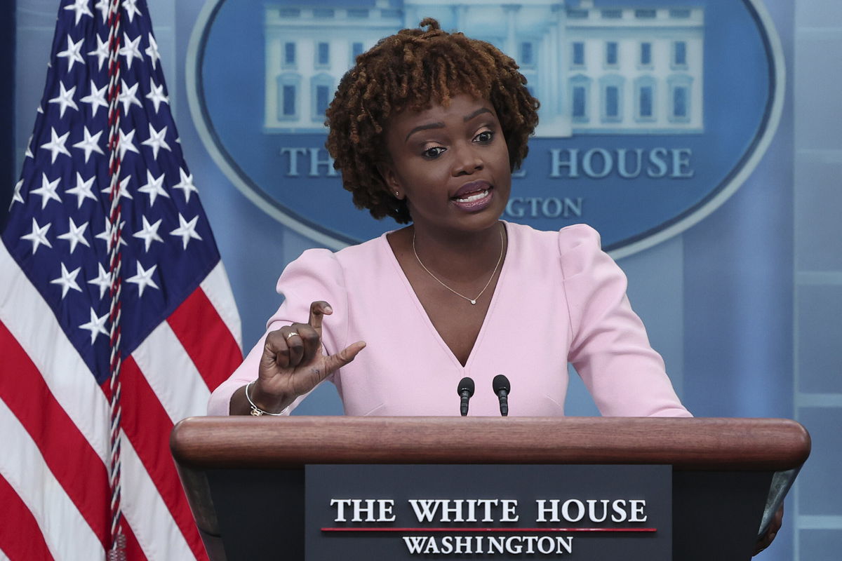 <i>Win McNamee/Getty Images</i><br/>White House press secretary Karine Jean-Pierre answers questions during the daily briefing at the White House on June 13.