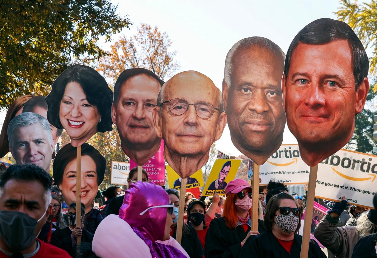 <i>Chip Somodevilla/Getty Images</i><br/>Supreme Court has 33 opinions remaining in one-month sprint to end controversial term and pictured demonstration at the Supreme Court on December 1