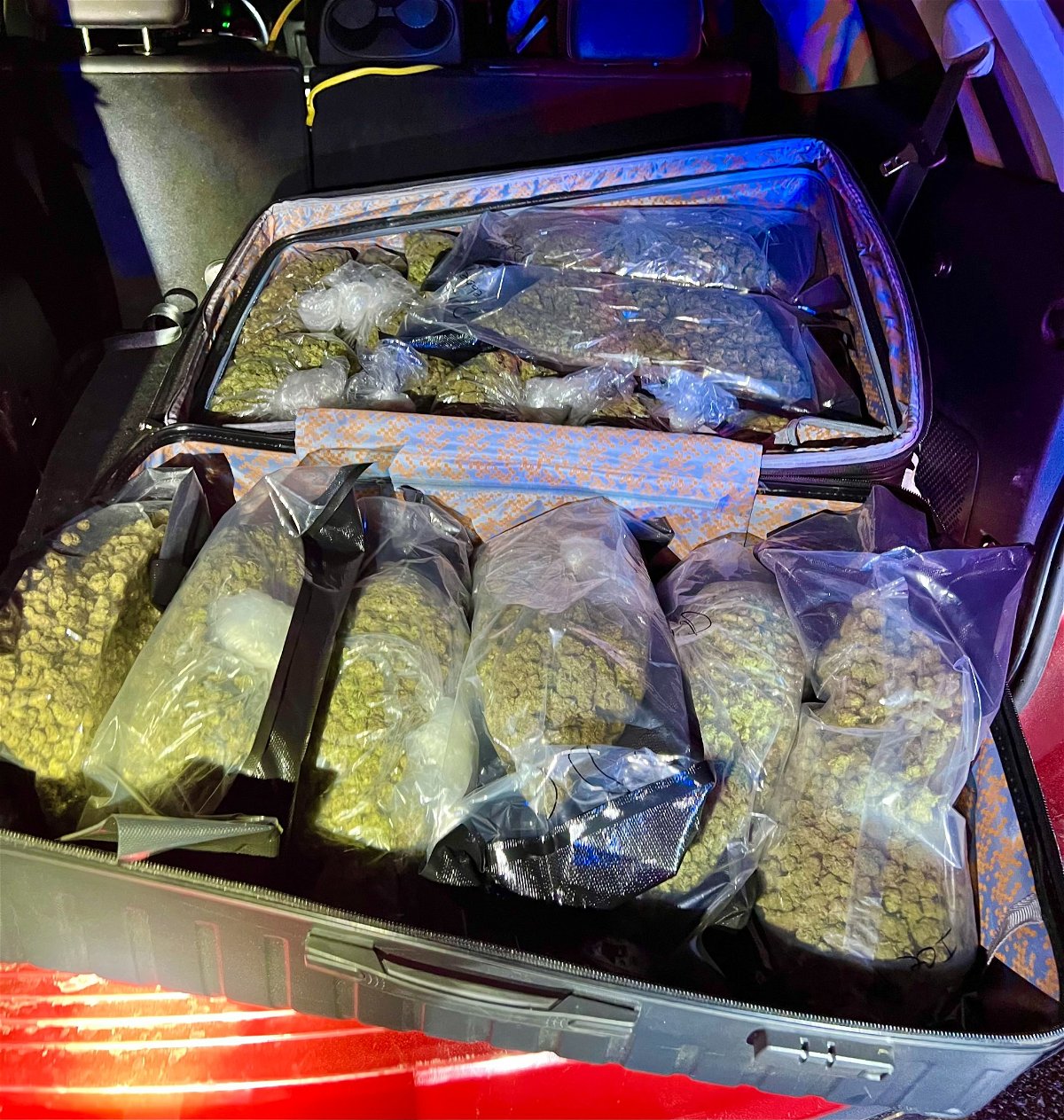 Deputies seized 15 pounds of packaged marijuana and 32 jars containing THC Wax during a June 28 traffic stop in Montgomery County.