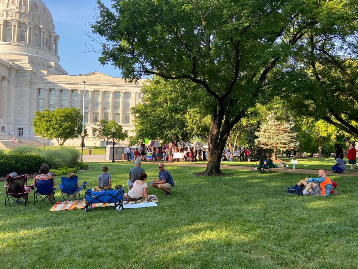 Before the concert started at Salute to America in Jefferson City, dozens of protestors showed up expressing their displeasure with the overturning of Roe v. Wade and the state’ law on abortion.