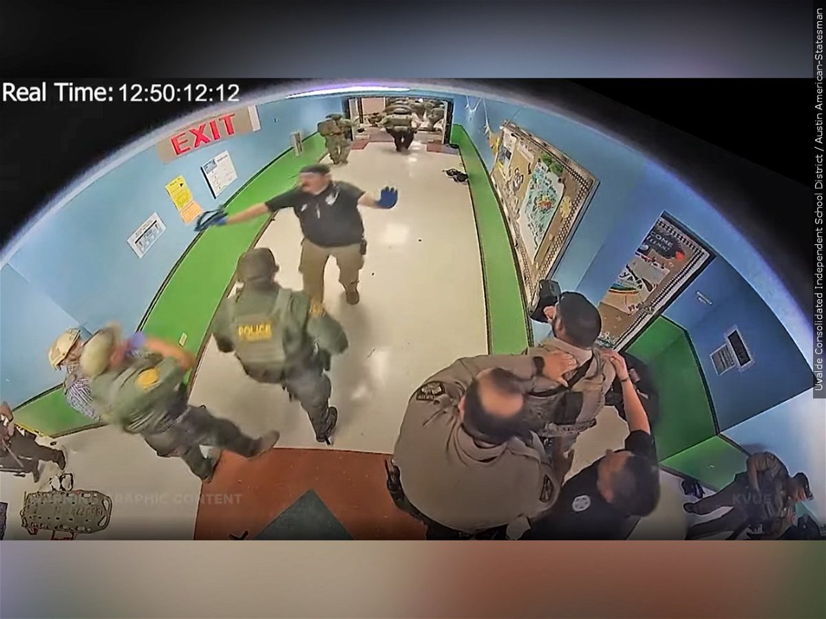 A screenshot from surveillance video inside the school at Uvalde, Texas.