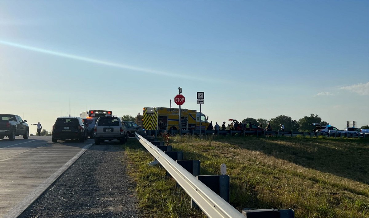 Emergency crews respond to a vehicle crash at Route Z and Interstate 70 east of Columbia on Wednesday, July 20, 2022.