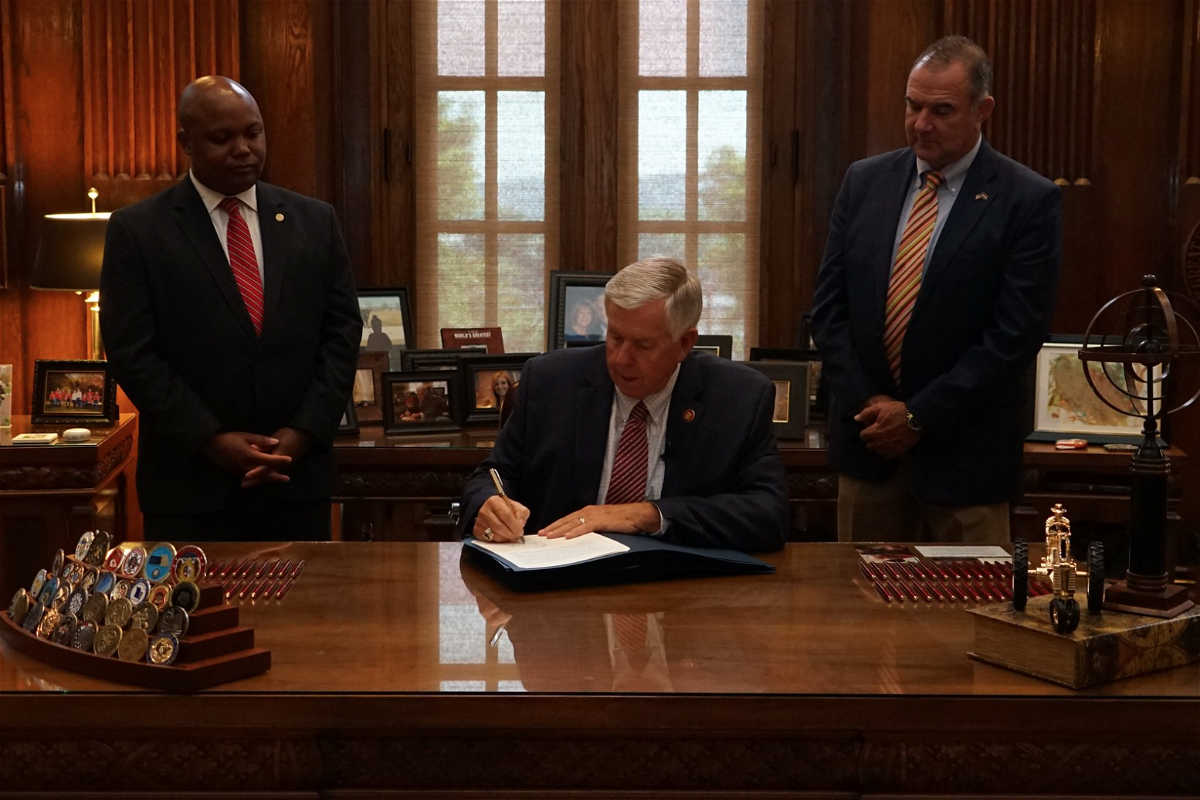 Gov. Mike Parson signs bills on July 1, 2022