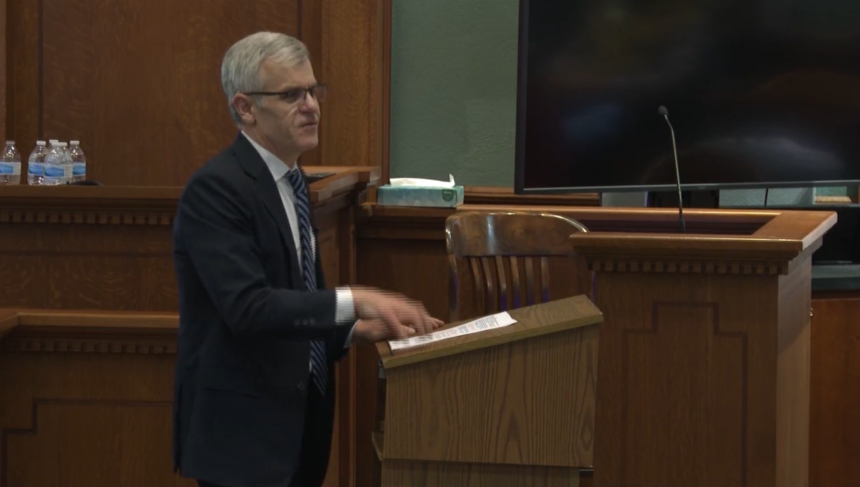 Dan Knight gives his closing statement Nov. 11, 2021, in the trial of Joseph Elledge at the Boone County Courthouse.
