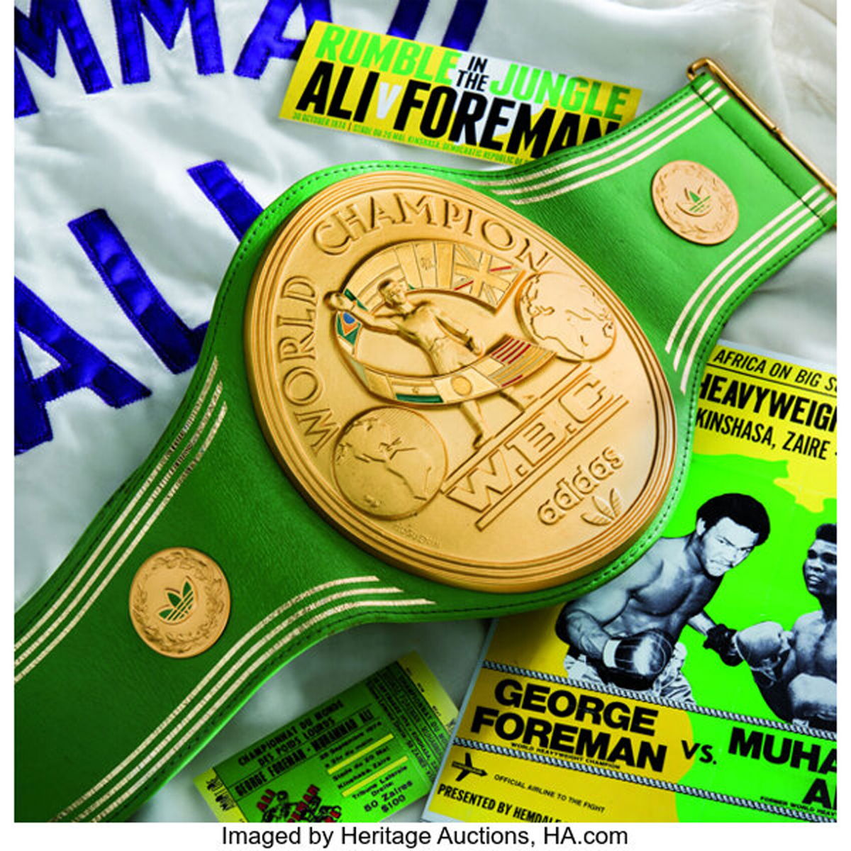 <i>Heritage Auctions</i><br/>Muhammad Ali's WBC belt was bought for $6.18 million by Indianapolis Colts owner.