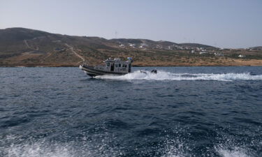 Tunisian Coastguard boats patrol the Tunisian shores looking for migrant boats.